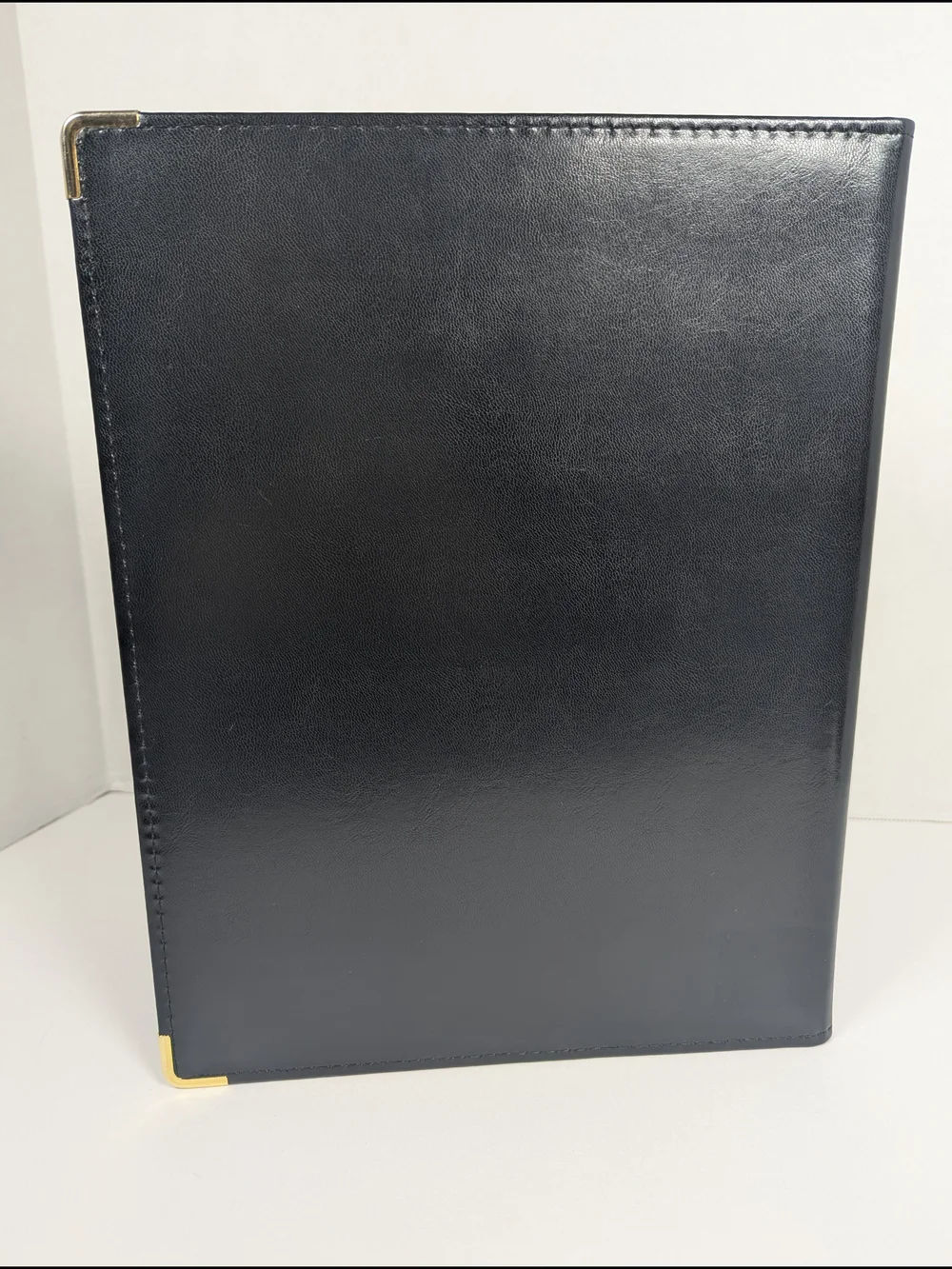 VTG Hazel Portfolio Padfolio Black Leather Notepad Gold Corners Made in USA